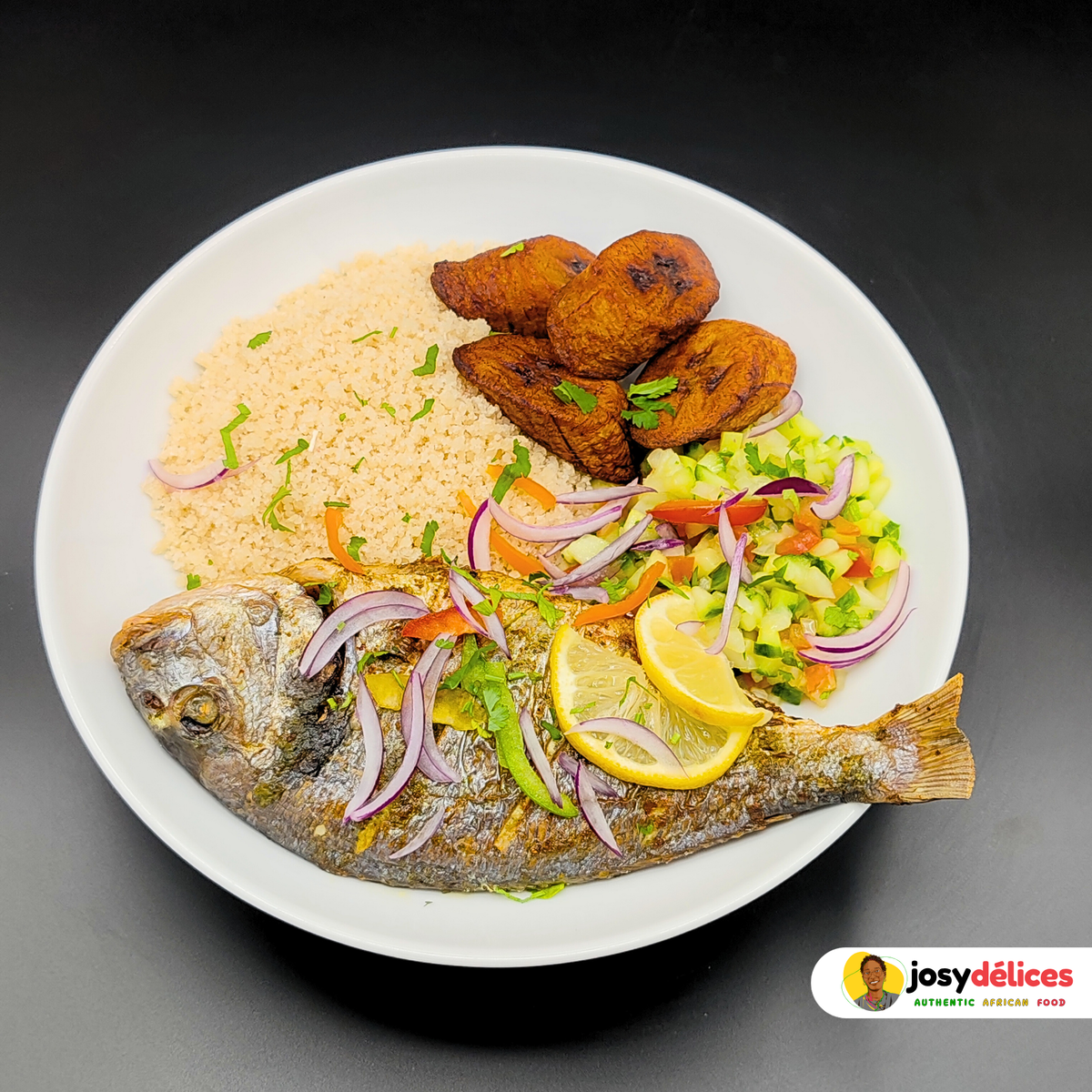 Attiéké, Daurade Royale Braisée & Aloko by Josy