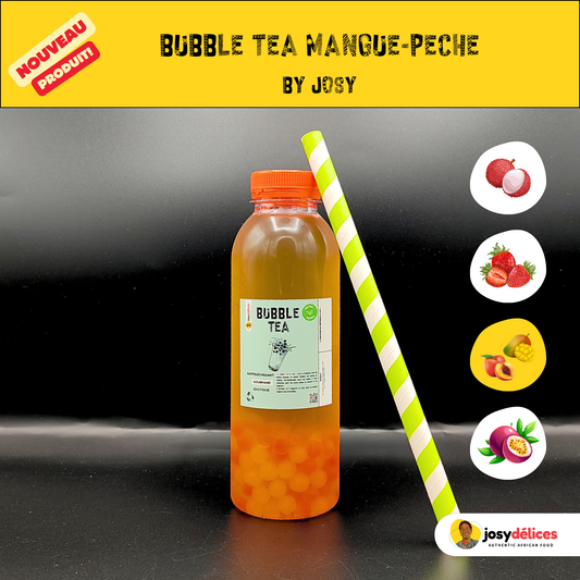 Bubble Tea Mangue & Pêche  by Josy – Boisson fruitée & rafraîchissante-500 ML